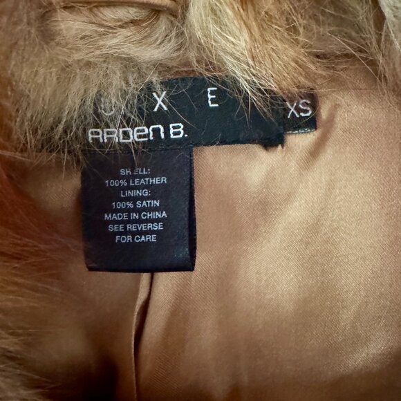 VINTAGE LUXE Arden B Leather Fur Collar Belted Trench - Picture 8 of 12